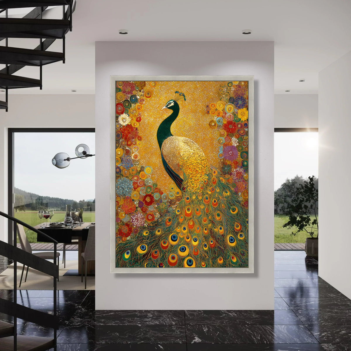 Majestic Peacock Canvas Wall Art, Colorful Bird Painting, Floral Nature Decor, Vibrant Home Decoration, Ready to Hang Artwork Print Art