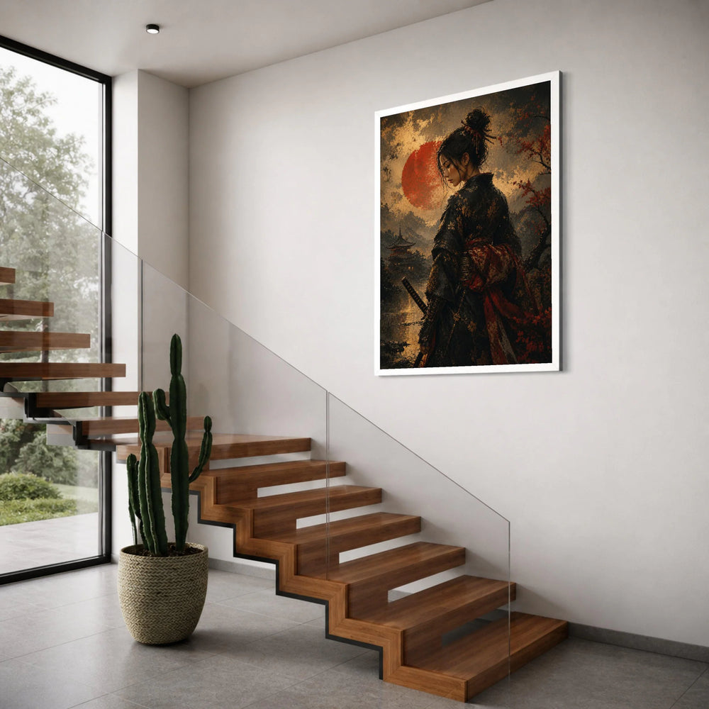 Elegant Samurai Woman Canvas, Traditional Kimono Art, Japanese Culture Wall Decor, Oriental Landscape Canvas, Asian Home Print Art