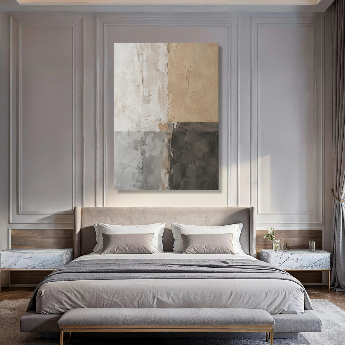 Neutral Toned Abstract Wall Art, Modern Minimalist Canvas, Earthy Color Blocks, Contemporary Home Decor, Ready to Hang Canvas Print Art