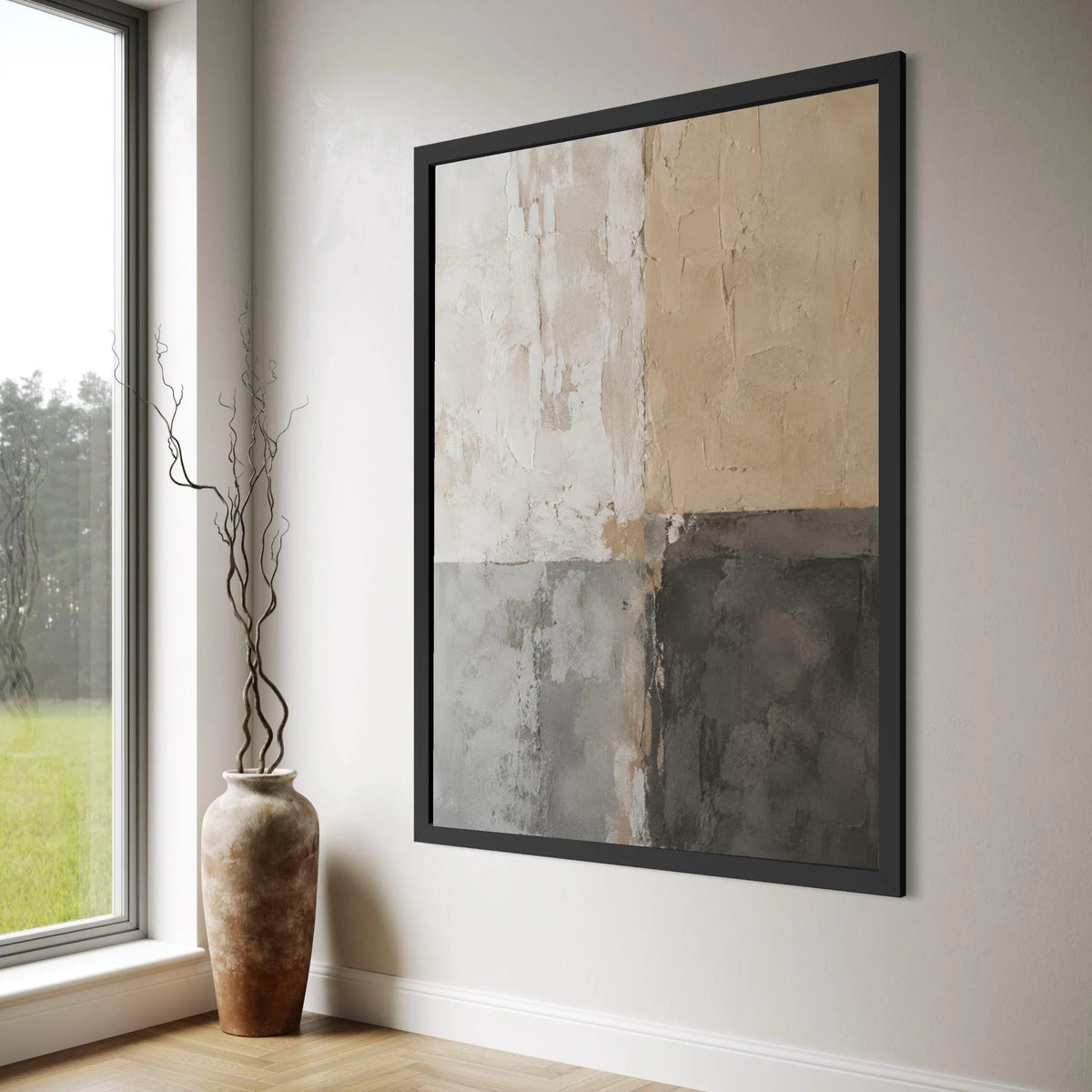 Neutral Toned Abstract Wall Art, Modern Minimalist Canvas, Earthy Color Blocks, Contemporary Home Decor, Ready to Hang Canvas Print Art