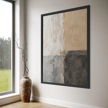 Neutral Toned Abstract Wall Art, Modern Minimalist Canvas, Earthy Color Blocks, Contemporary Home Decor, Ready to Hang Canvas Print Art