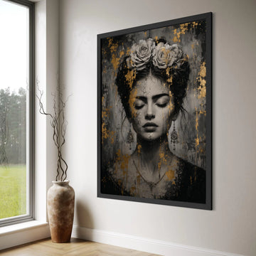 Elegant Vintage Woman Portrait Canvas, Floral Crown Wall Art, Classic Beauty Canvas, Antique Style Home Decoration, Fine Art Print Print Art