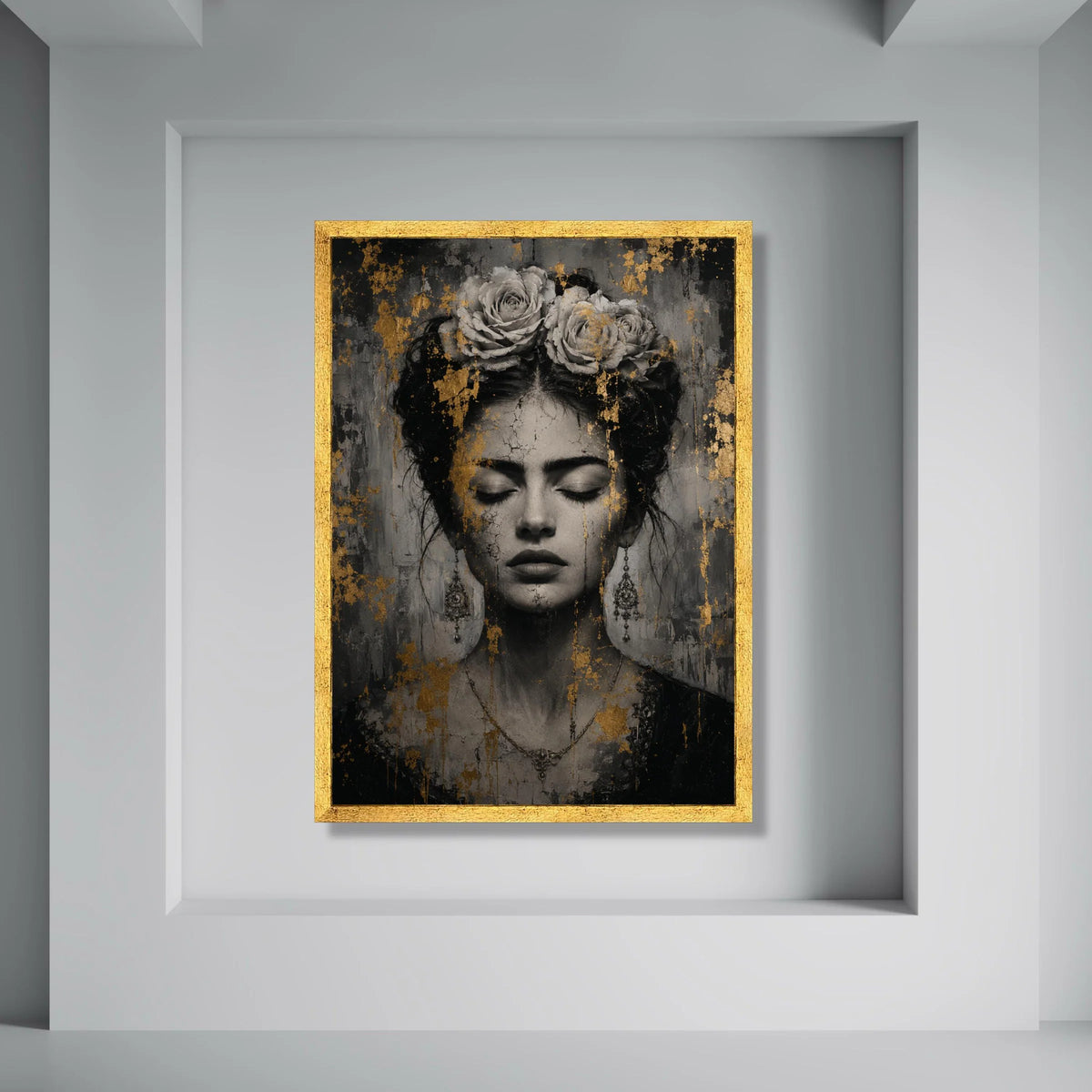 Elegant Vintage Woman Portrait Canvas, Floral Crown Wall Art, Classic Beauty Canvas, Antique Style Home Decoration, Fine Art Print Print Art
