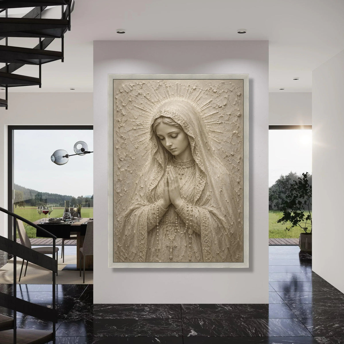 Praying Virgin Mary Canvas Wall Art, Religious Christian Decor, Holy Mother Artwork, Spiritual Catholic Canvas, Inspirational Home Print Art
