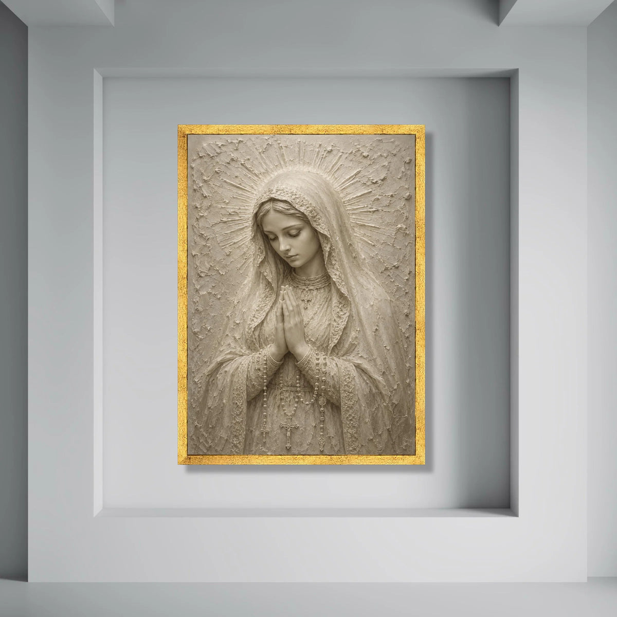 Praying Virgin Mary Canvas Wall Art, Religious Christian Decor, Holy Mother Artwork, Spiritual Catholic Canvas, Inspirational Home Print Art