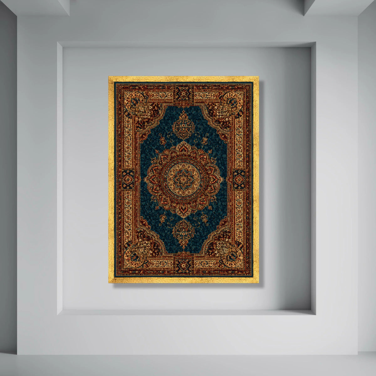 Ornate Persian Medallion Canvas, Traditional Floral Wall Art, Classic Oriental Design, Vintage Home Decoration, Ready to Hang Print Art