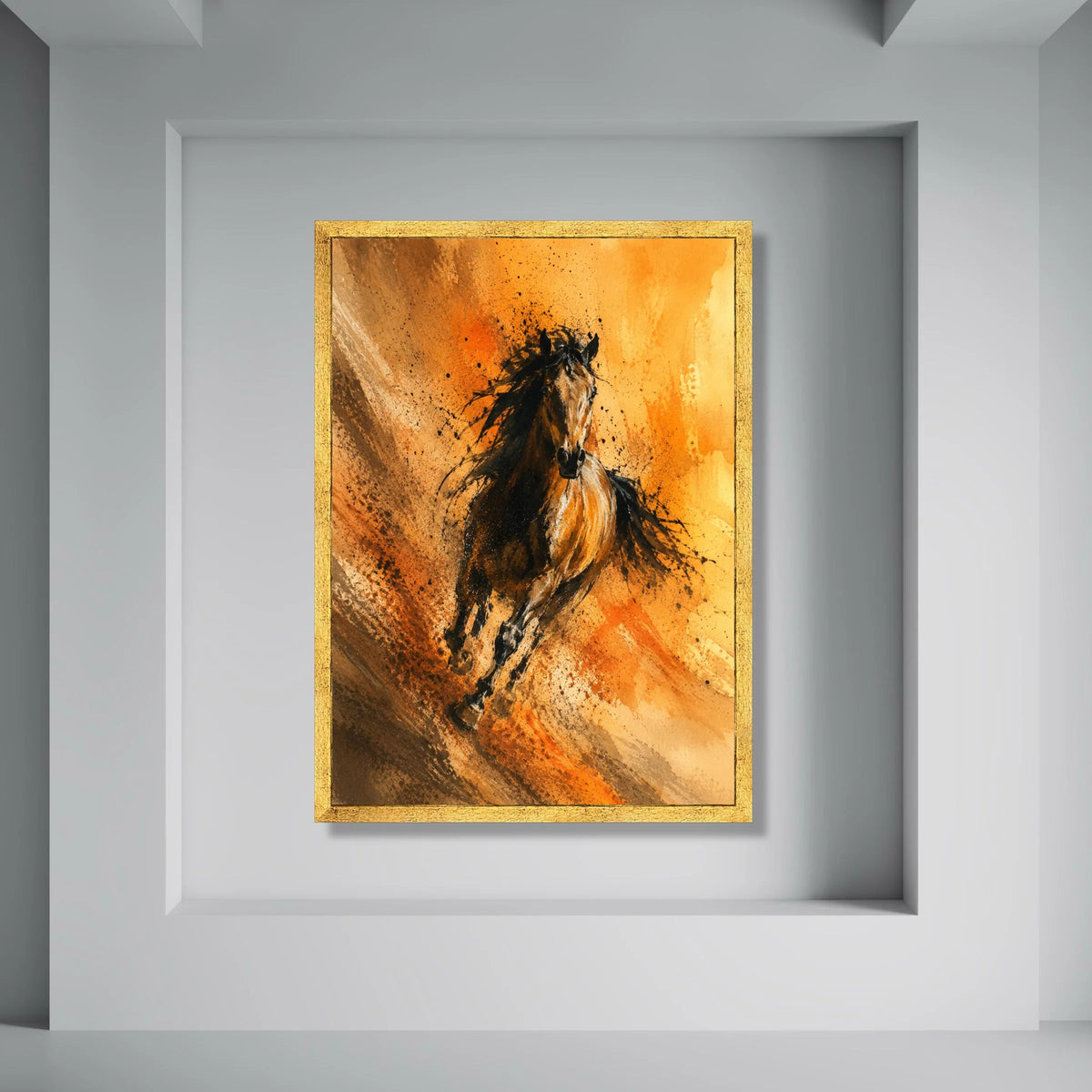 Majestic Running Horse Canvas, Wild Stallion Wall Art, Energetic Animal Print, Rustic Home Decoration, Vibrant Nature Canvas Print Art