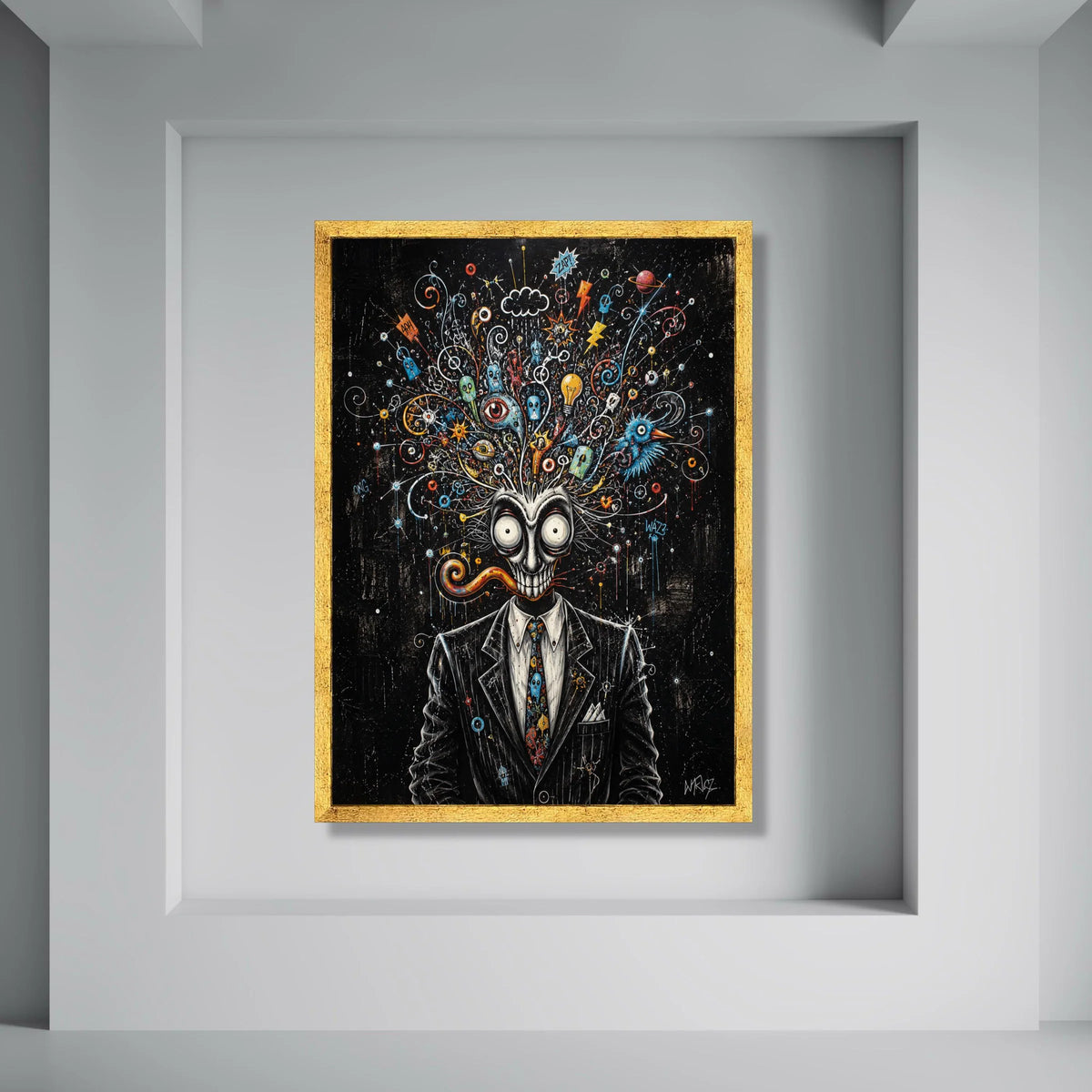 Surreal Mind Explosion Canvas, Psychedelic Art Print, Abstract Face Wall Art, Trippy Brainburst Canvas, Colorful Imagination Print Art