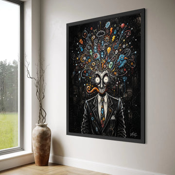 Surreal Mind Explosion Canvas, Psychedelic Art Print, Abstract Face Wall Art, Trippy Brainburst Canvas, Colorful Imagination Print Art