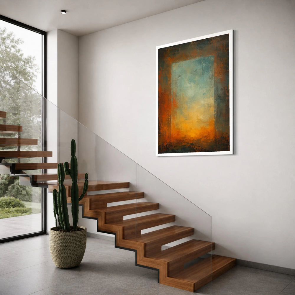 Warm Sunset Glow Abstract Canvas, Modern Wall Art, Earth Tone Canvas Decoration, Contemporary Home Art, Large Canvas Painting Print Art