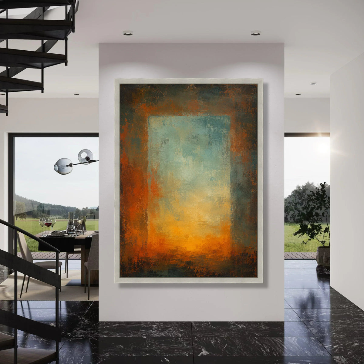 Warm Sunset Glow Abstract Canvas, Modern Wall Art, Earth Tone Canvas Decoration, Contemporary Home Art, Large Canvas Painting Print Art