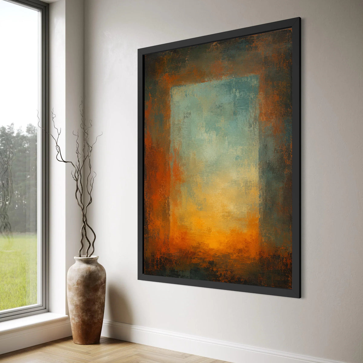 Warm Sunset Glow Abstract Canvas, Modern Wall Art, Earth Tone Canvas Decoration, Contemporary Home Art, Large Canvas Painting Print Art