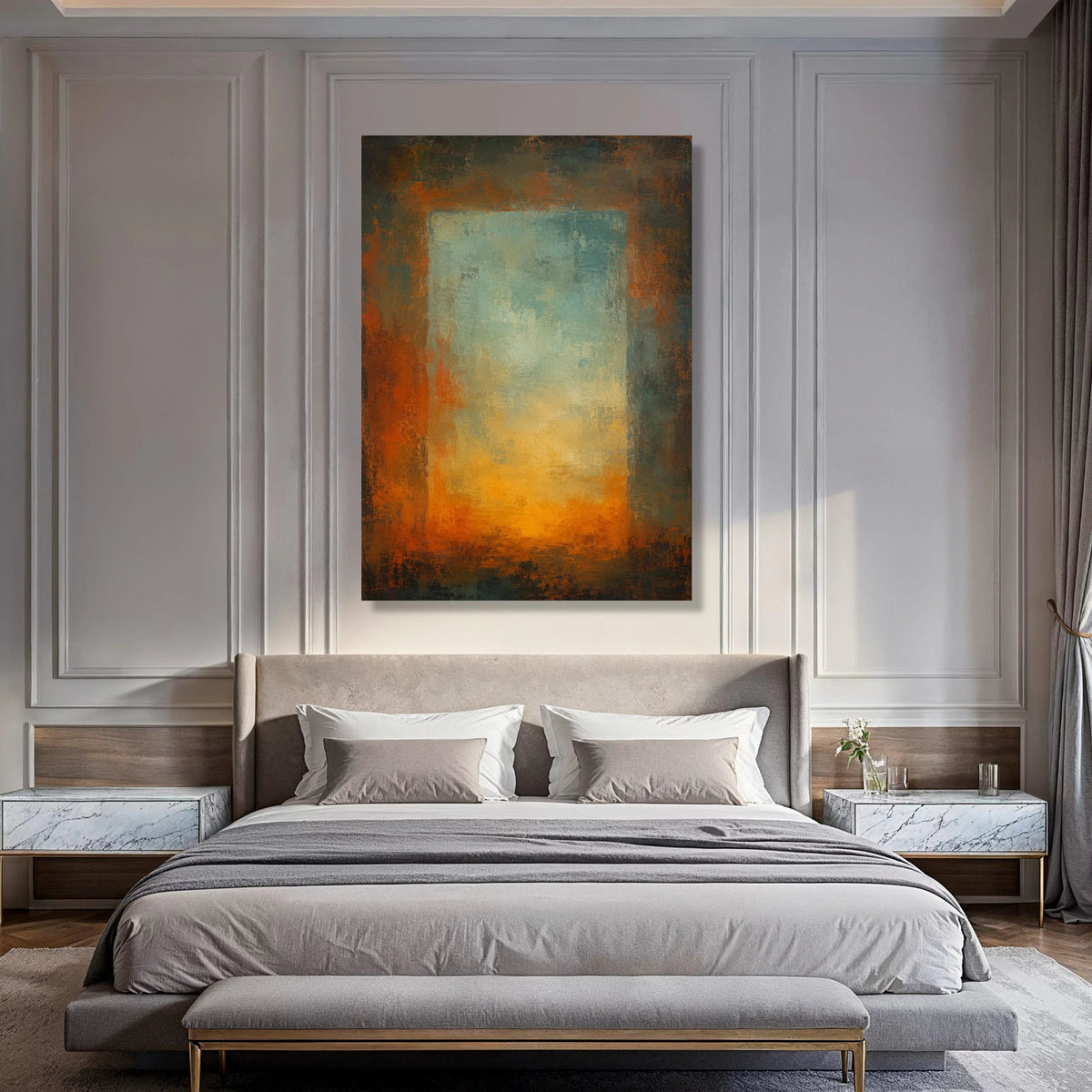 Warm Sunset Glow Abstract Canvas, Modern Wall Art, Earth Tone Canvas Decoration, Contemporary Home Art, Large Canvas Painting Print Art