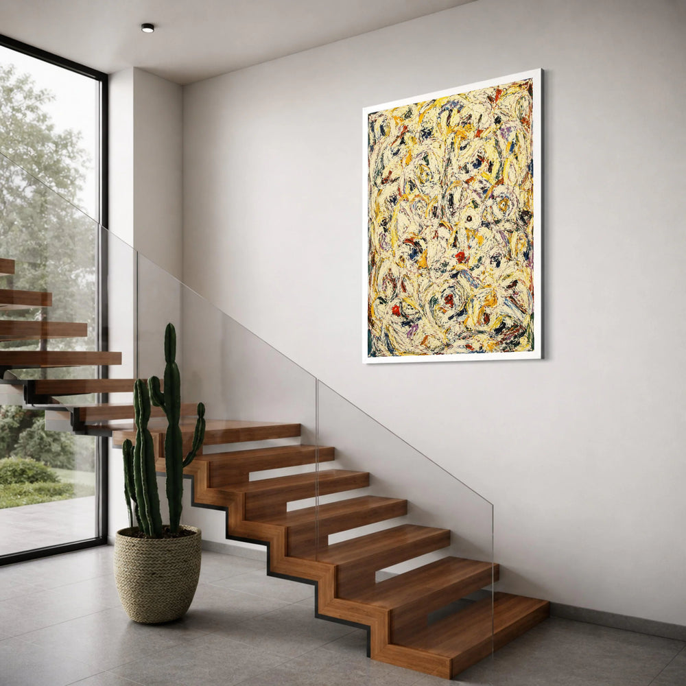 Energetic Swirl Pattern Canvas, Abstract Expressionist Wall Art, Colorful Modern Design, Dynamic Home Decoration, Ready to Hang Print Art