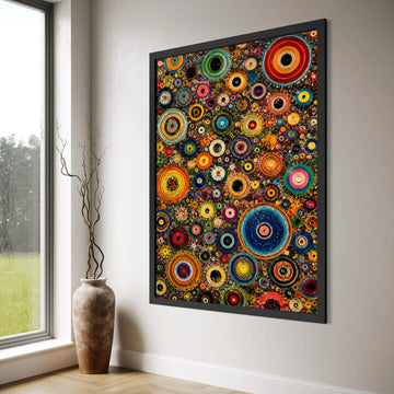 Colorful Concentric Circles Canvas, Abstract Geometric Wall Art, Vibrant Modern Decor, Bold Patterned Canvas, Eye-Catching Home Print Art