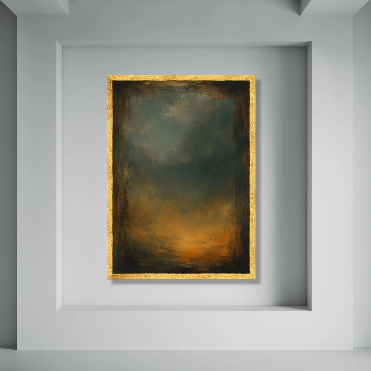 Moody Abstract Landscape Canvas, Earth Tone Wall Art, Rustic Home Decoration, Atmospheric Sunset Canvas, Large Living Room Art Print Art