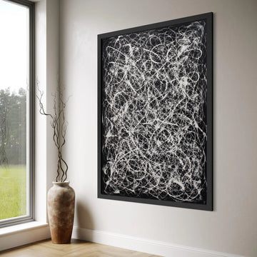 Modern Abstract Black and White Canvas Wall Art, Dynamic Line Art Painting, Contemporary Home Decor, Ready to Hang Canvas Design Print Art