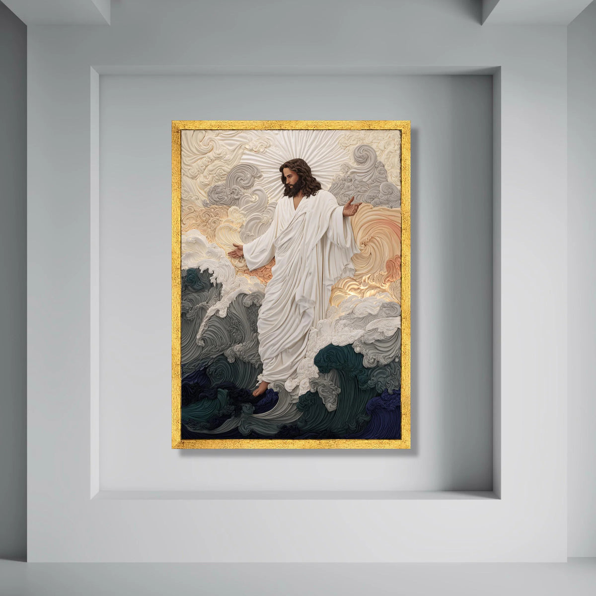 Jesus Walking on Water Canvas, Spiritual Christian Wall Art, Religious Home Decor, Inspirational Faith Canvas, Divine Wall Print Art