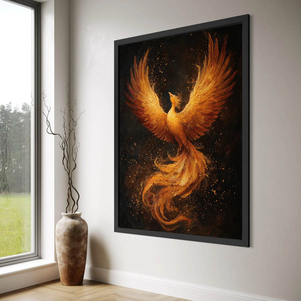 Majestic Phoenix Rising Canvas, Fiery Bird Wall Art, Fantasy Home Decoration, Vibrant Animal Canvas, Inspirational Wall Art Design Print Art