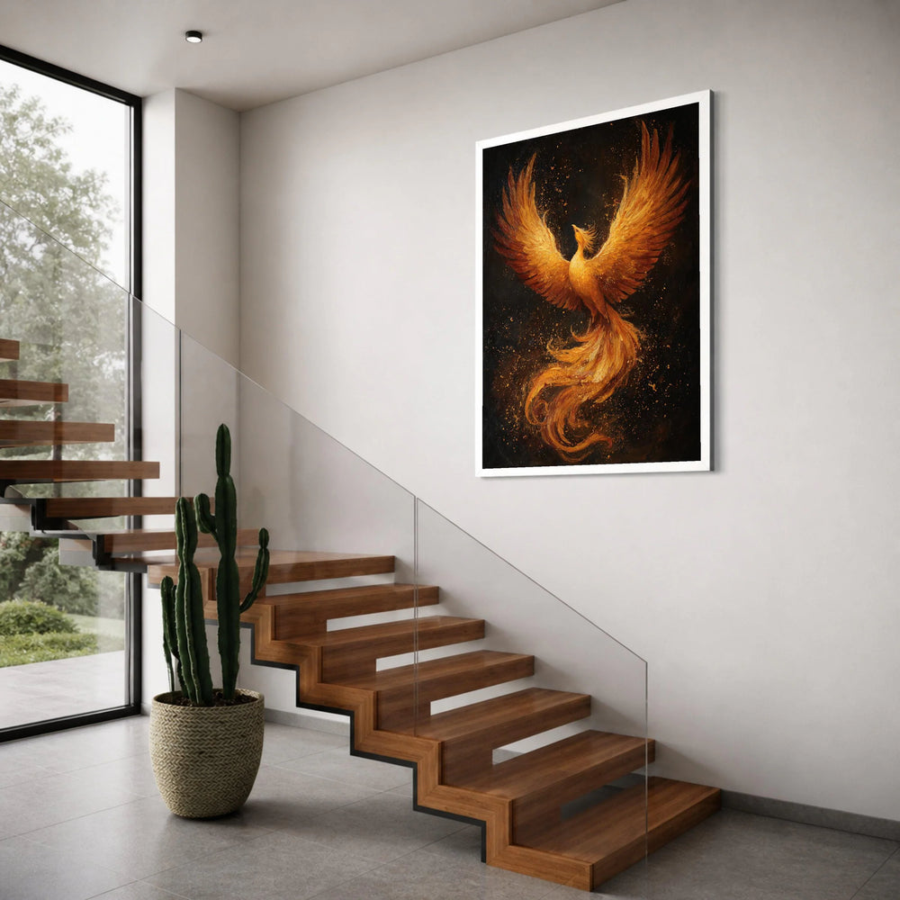 Majestic Phoenix Rising Canvas, Fiery Bird Wall Art, Fantasy Home Decoration, Vibrant Animal Canvas, Inspirational Wall Art Design Print Art