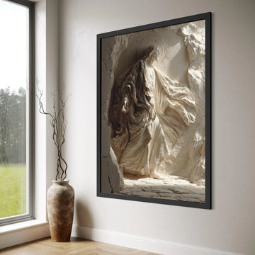 Angelic Figure Canvas Wall Art, Spiritual Religious Decoration, Jesus Christ Sculpture Print, Inspirational Home Decor Print Art