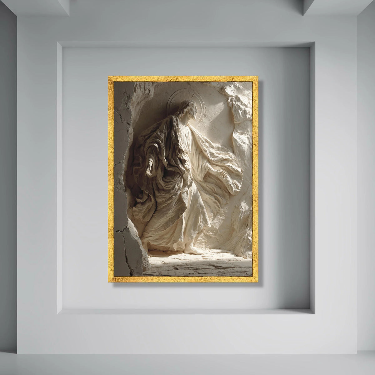 Angelic Figure Canvas Wall Art, Spiritual Religious Decoration, Jesus Christ Sculpture Print, Inspirational Home Decor Print Art