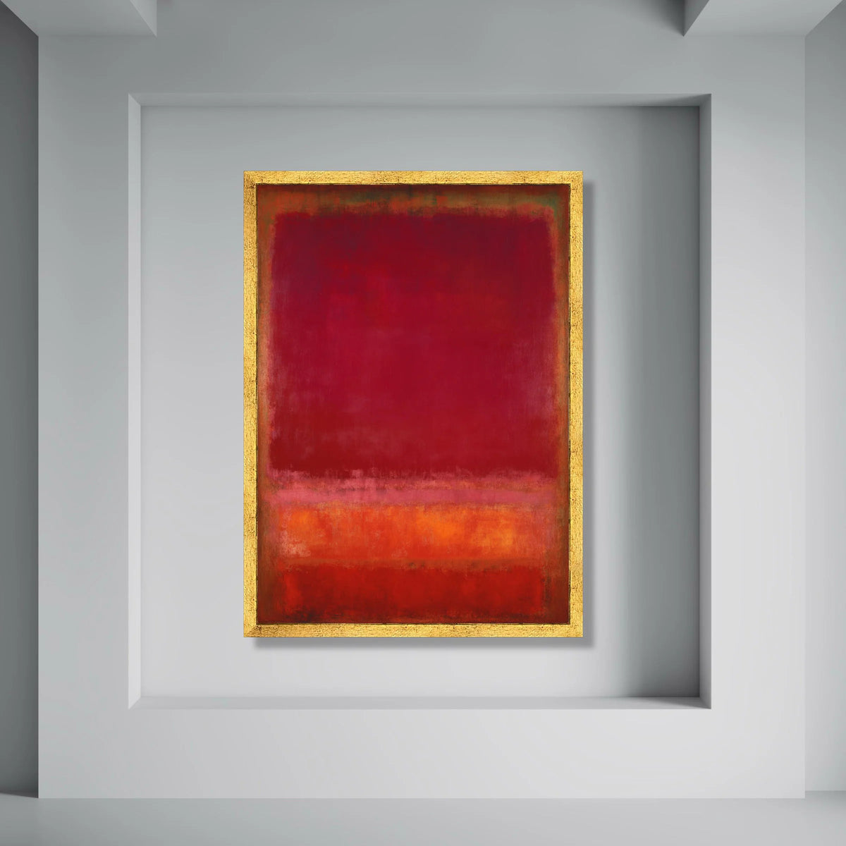 Warm Abstract Red Canvas Wall Art, Modern Color Block Painting, Contemporary Home Decor, Bold Minimalist Design, Ready to Hang Print Art