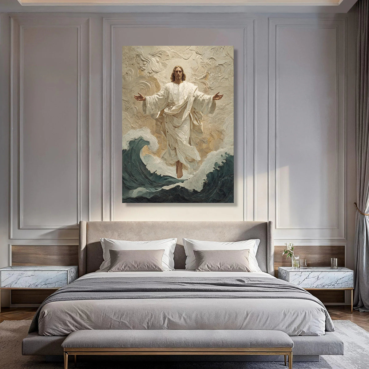 Jesus Walking on Water Canvas, Religious Wall Art, Spiritual Home Decor, Faith Artwork, Inspirational Christian Canvas Print Art