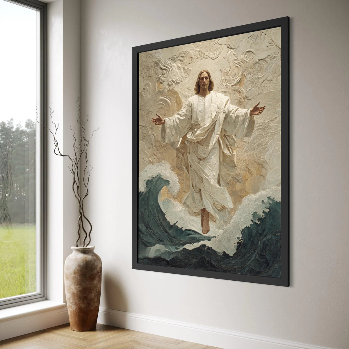 Jesus Walking on Water Canvas, Religious Wall Art, Spiritual Home Decor, Faith Artwork, Inspirational Christian Canvas Print Art