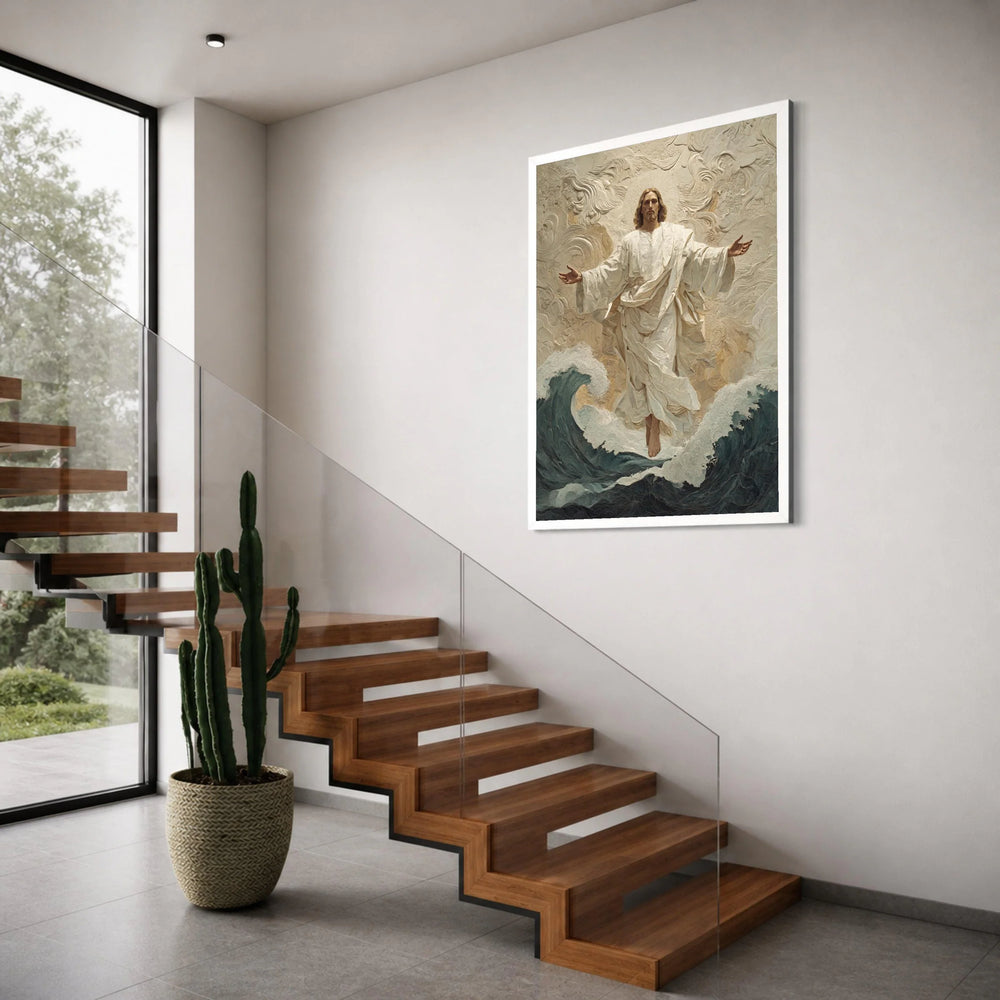 Jesus Walking on Water Canvas, Religious Wall Art, Spiritual Home Decor, Faith Artwork, Inspirational Christian Canvas Print Art