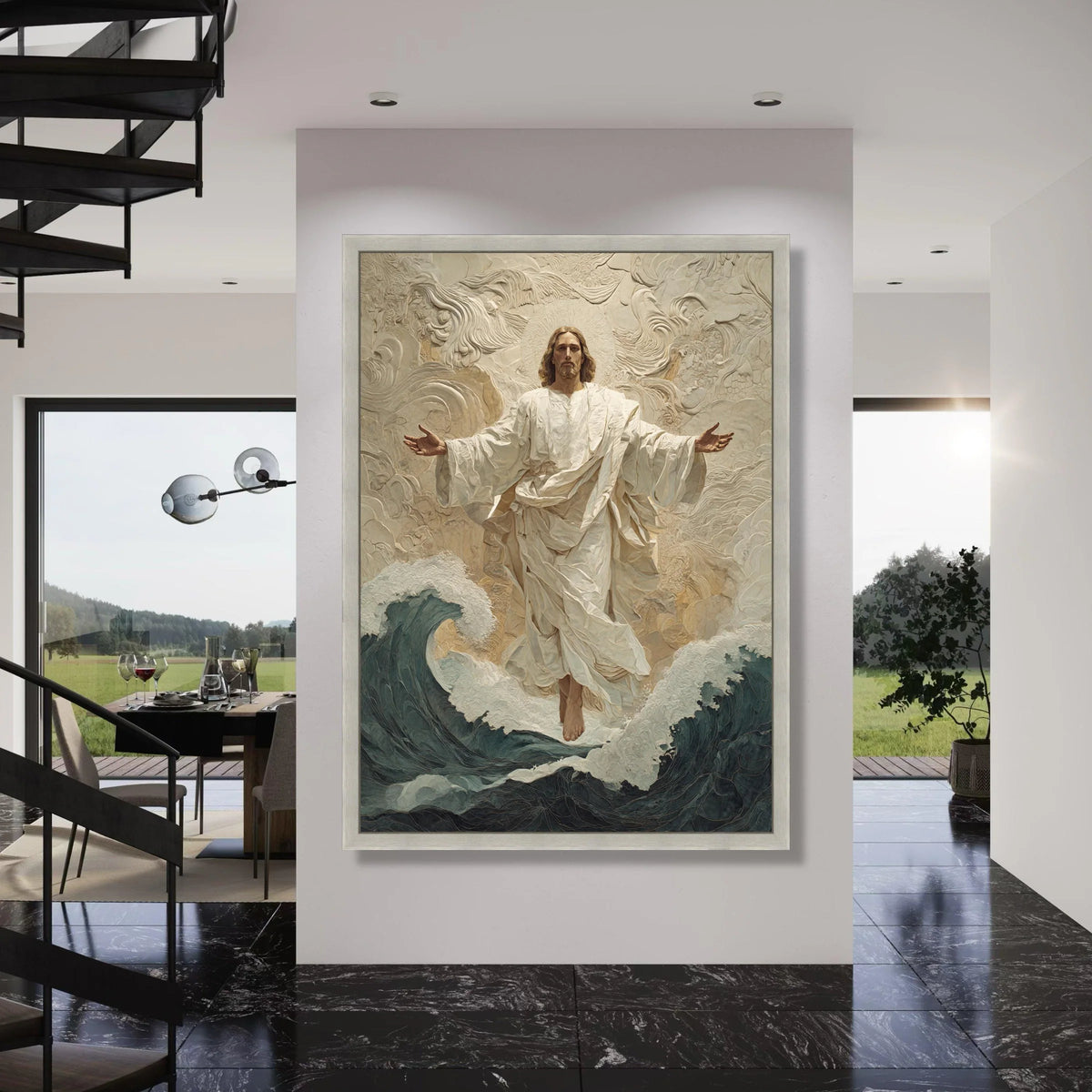 Jesus Walking on Water Canvas, Religious Wall Art, Spiritual Home Decor, Faith Artwork, Inspirational Christian Canvas Print Art