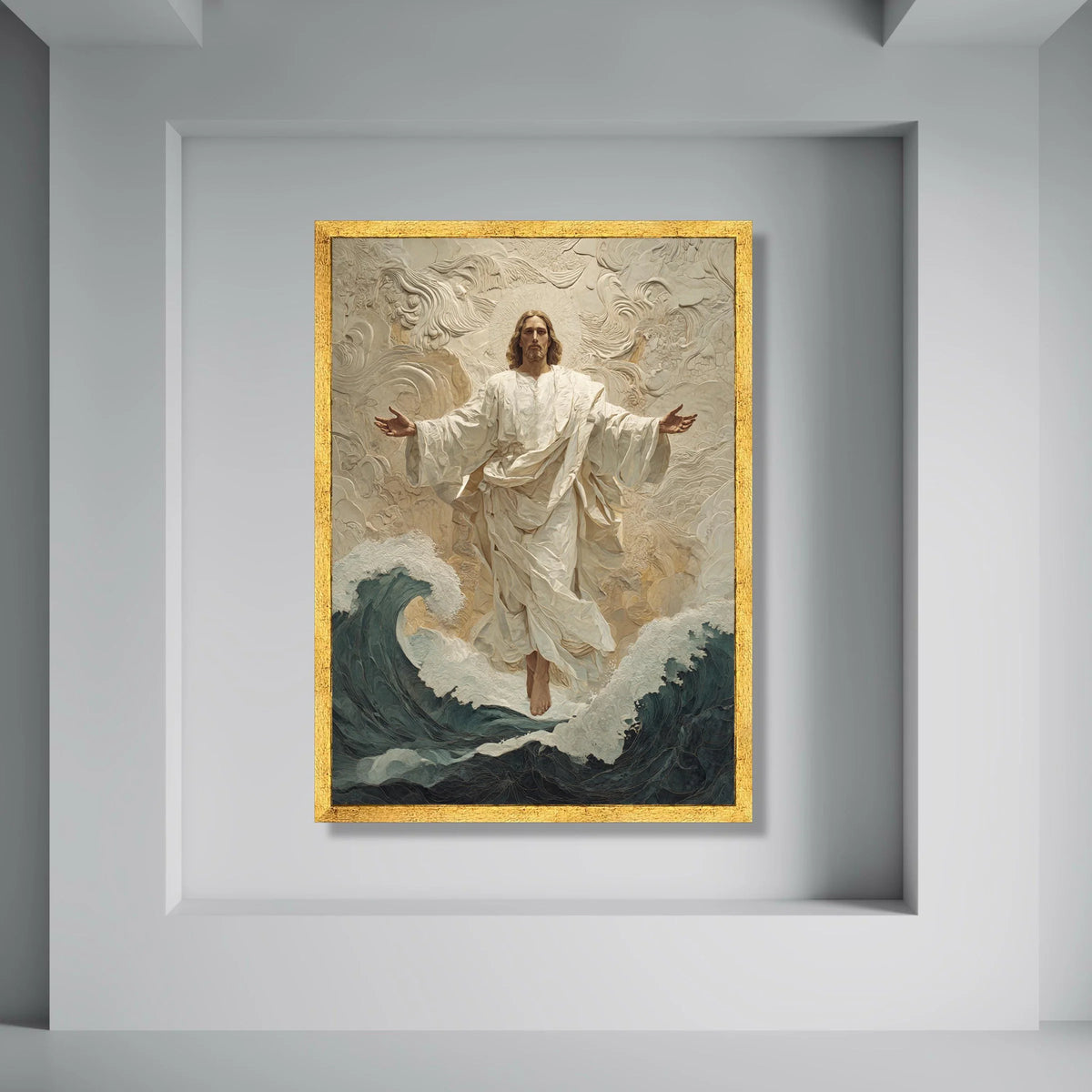 Jesus Walking on Water Canvas, Religious Wall Art, Spiritual Home Decor, Faith Artwork, Inspirational Christian Canvas Print Art