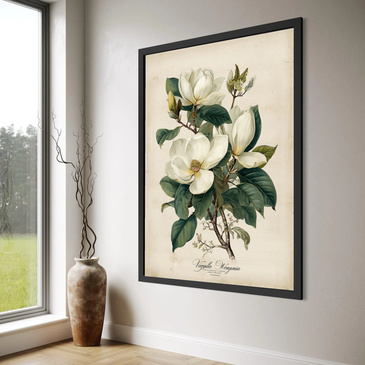 Magnolia Blossom Botanical Print, Vintage Flower Canvas, Floral Wall Art, Garden Nature Illustration, Classic Home Decoration Print Art