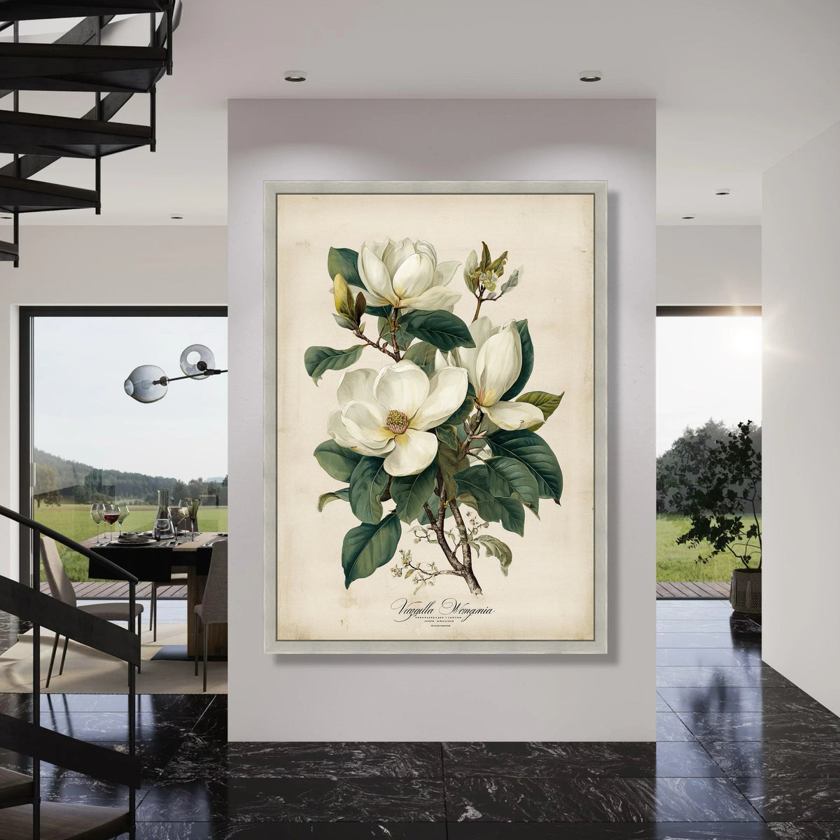 Magnolia Blossom Botanical Print, Vintage Flower Canvas, Floral Wall Art, Garden Nature Illustration, Classic Home Decoration Print Art