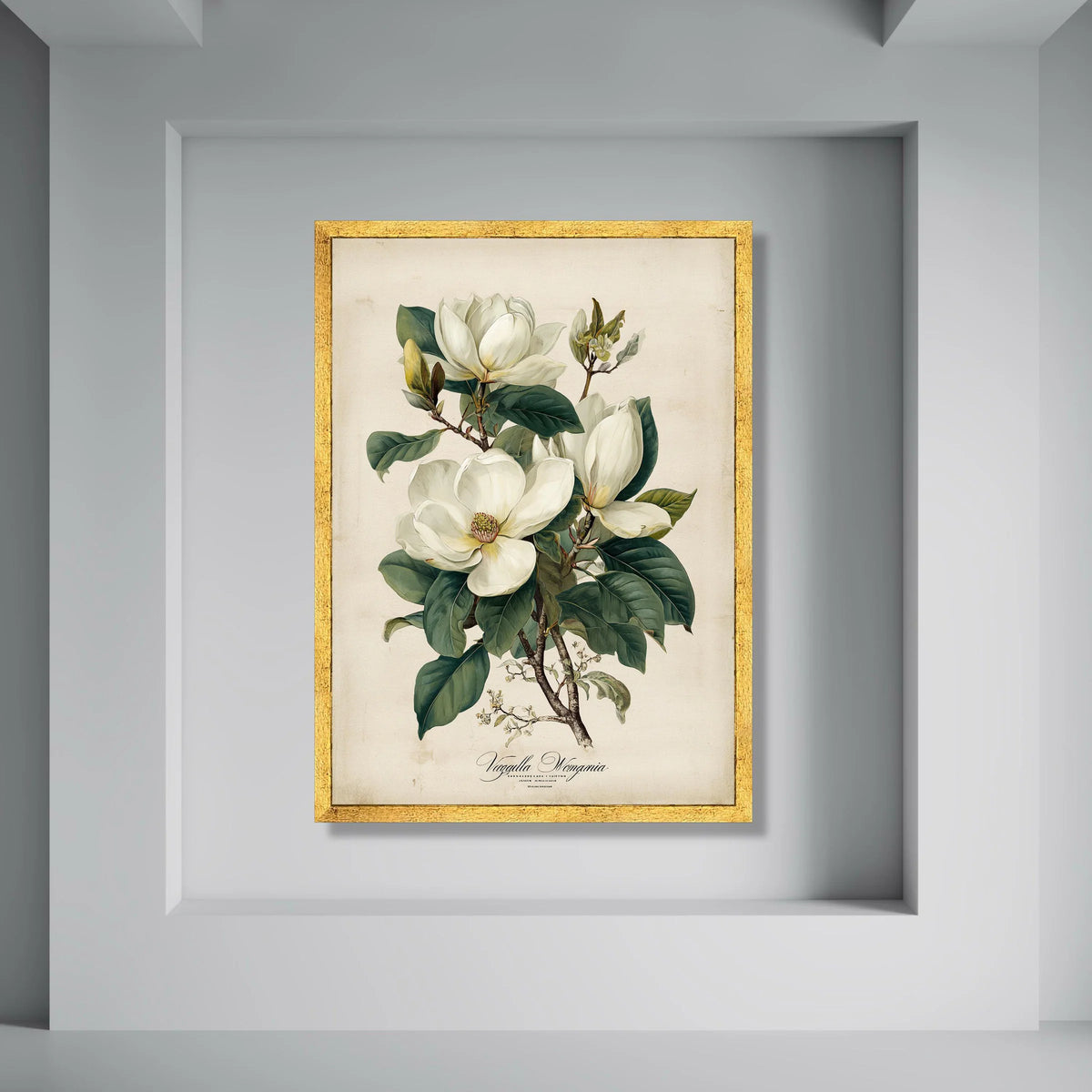 Magnolia Blossom Botanical Print, Vintage Flower Canvas, Floral Wall Art, Garden Nature Illustration, Classic Home Decoration Print Art