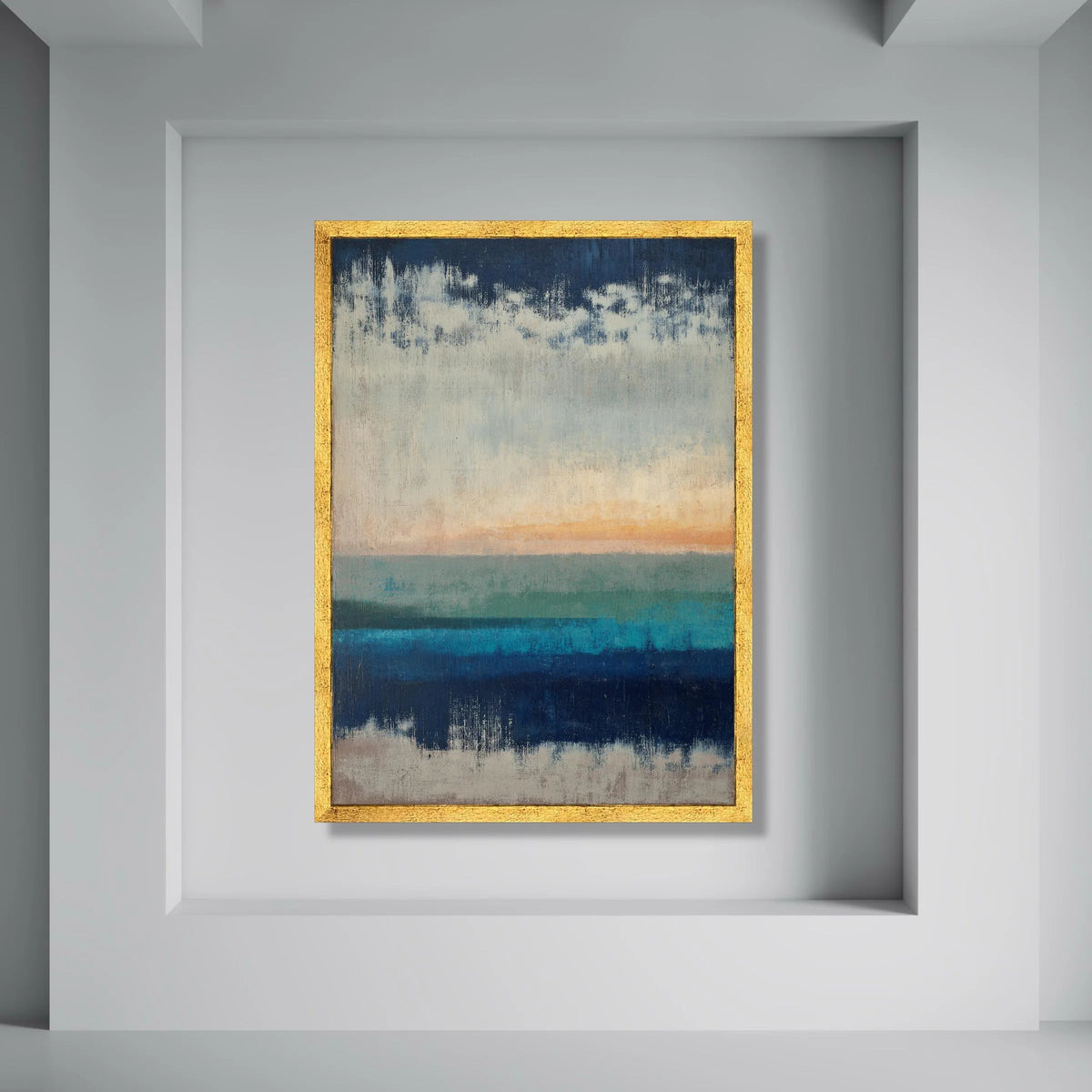 Abstract Ocean Horizon Canvas, Coastal Wall Art, Modern Seascape Painting, Blue Beach Decor, Tranquil Nature Canvas, Ready to Hang Print Art