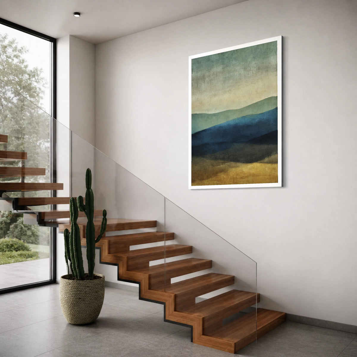 Abstract Layered Landscape Canvas Wall Art, Modern Horizon Design, Earth Tone Home Decor, Calming Nature Scene, Ready to Hang Print Art