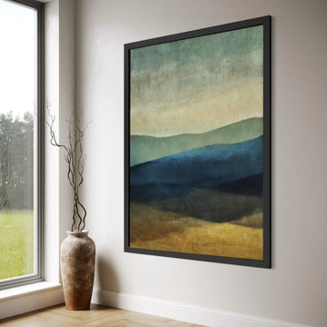 Abstract Layered Landscape Canvas Wall Art, Modern Horizon Design, Earth Tone Home Decor, Calming Nature Scene, Ready to Hang Print Art