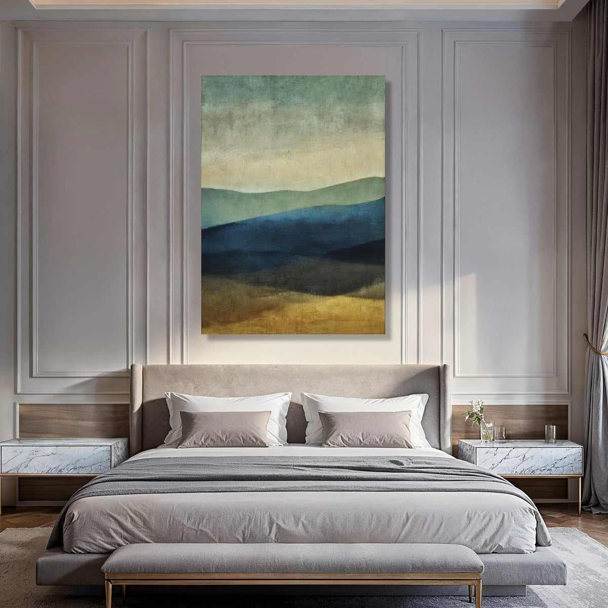 Abstract Layered Landscape Canvas Wall Art, Modern Horizon Design, Earth Tone Home Decor, Calming Nature Scene, Ready to Hang Print Art