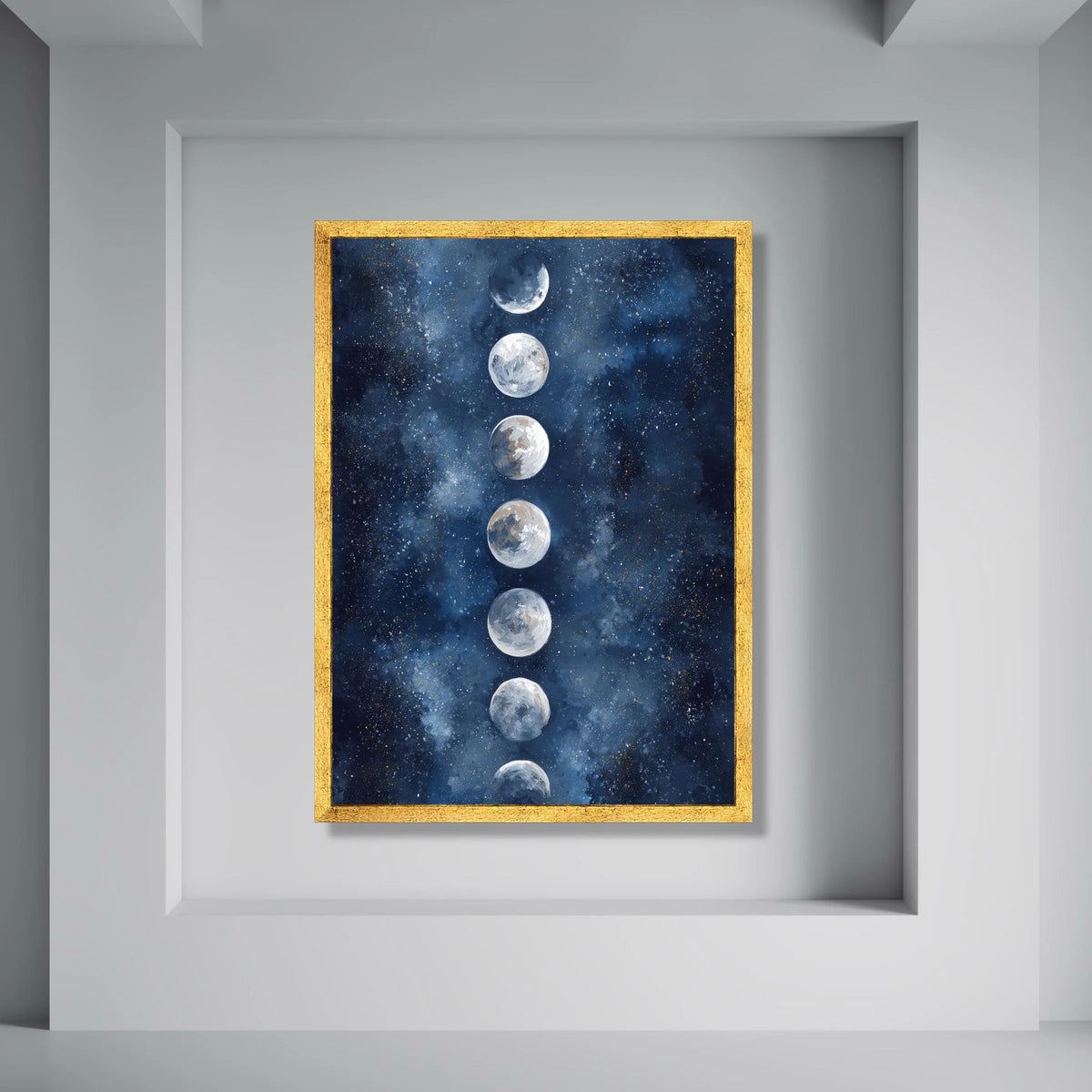 Moon Phases Vertical Canvas Wall Art, Celestial Night Sky, Space Decor, Cosmic Home Decoration, Modern Astronomy Print Print Art