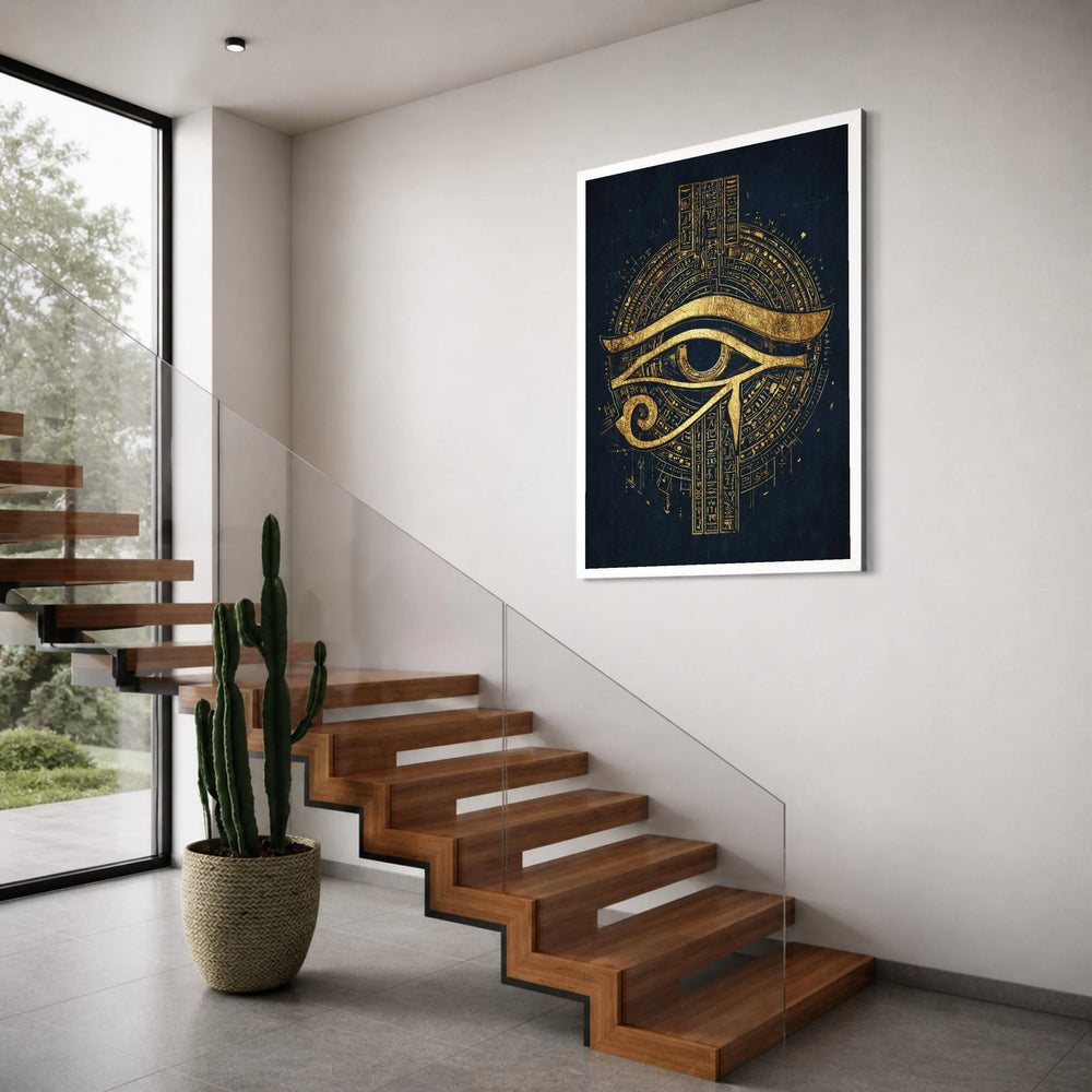 Golden Eye of Horus Canvas, Ancient Egyptian Wall Art, Mystical Symbol Canvas, Spiritual Home Decoration, Gold and Black Artwork Print Art