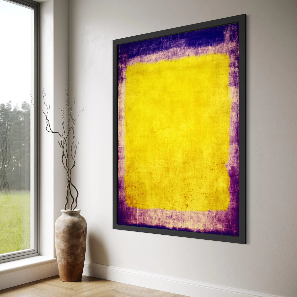 Yellow and Purple Abstract Canvas, Bold Color Block Wall Art, Modern Minimalist Decoration, Contemporary Canvas Design Print Art