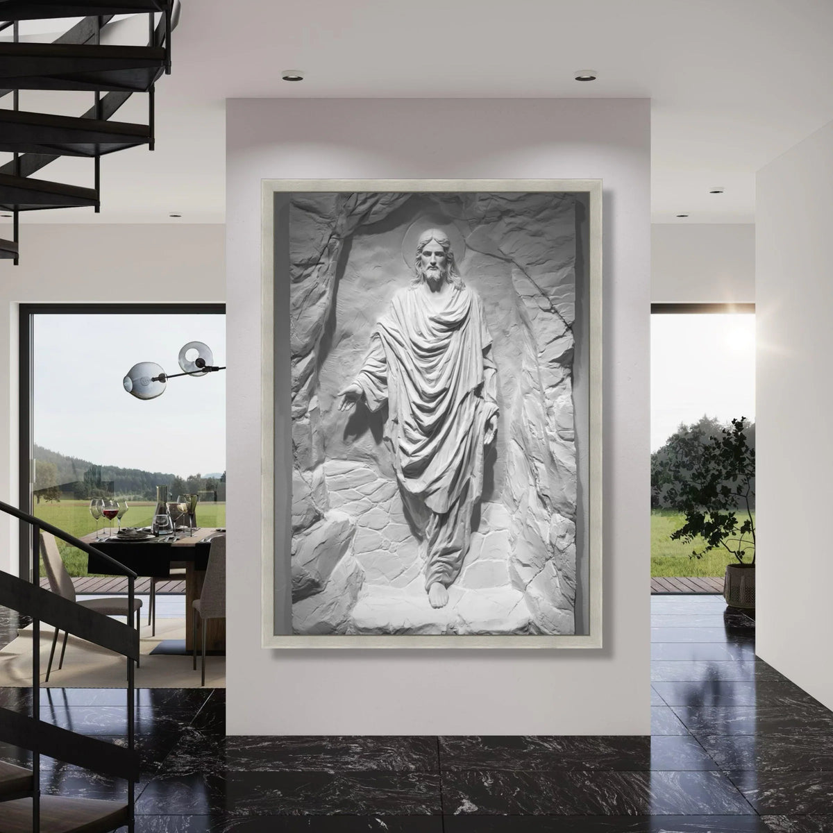 Jesus Christ Sculpture Canvas Wall Art, Spiritual Religious Home Decor, Faith Canvas, Christian Wall Hanging, Inspirational Canvas Print Art