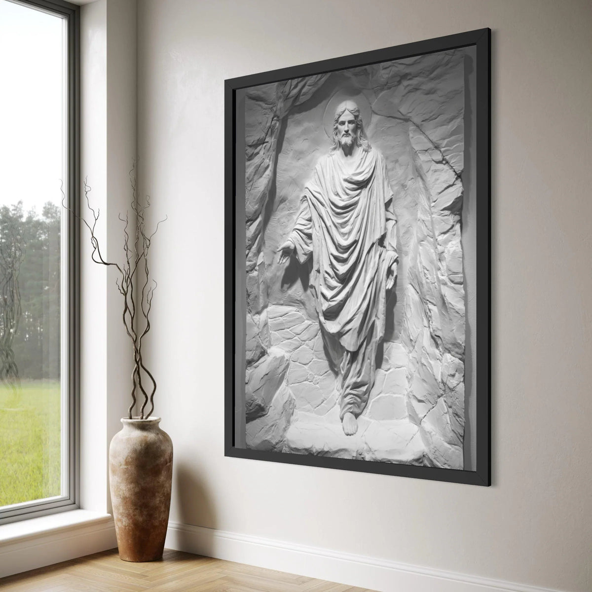 Jesus Christ Sculpture Canvas Wall Art, Spiritual Religious Home Decor, Faith Canvas, Christian Wall Hanging, Inspirational Canvas Print Art