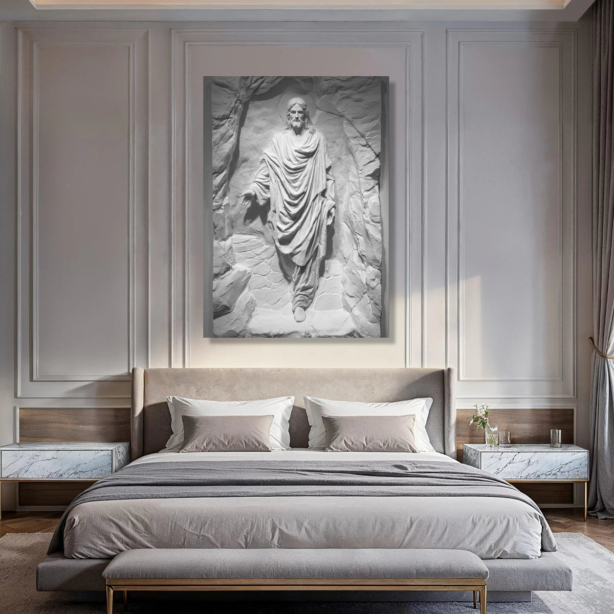 Jesus Christ Sculpture Canvas Wall Art, Spiritual Religious Home Decor, Faith Canvas, Christian Wall Hanging, Inspirational Canvas Print Art