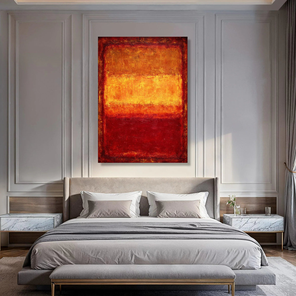 Warm Abstract Color Blocks Canvas, Modern Wall Art, Red and Orange Canvas, Contemporary Home Decoration, Vibrant Canvas Painting Print Art