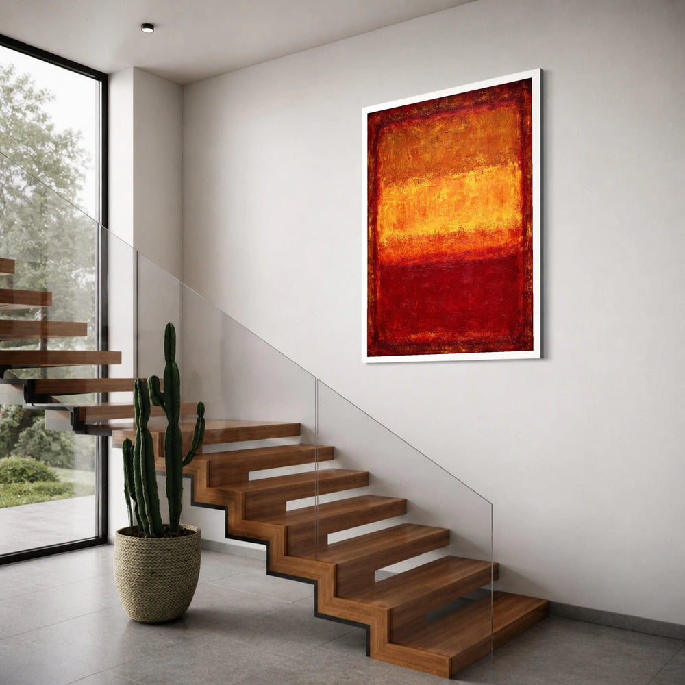Warm Abstract Color Blocks Canvas, Modern Wall Art, Red and Orange Canvas, Contemporary Home Decoration, Vibrant Canvas Painting Print Art