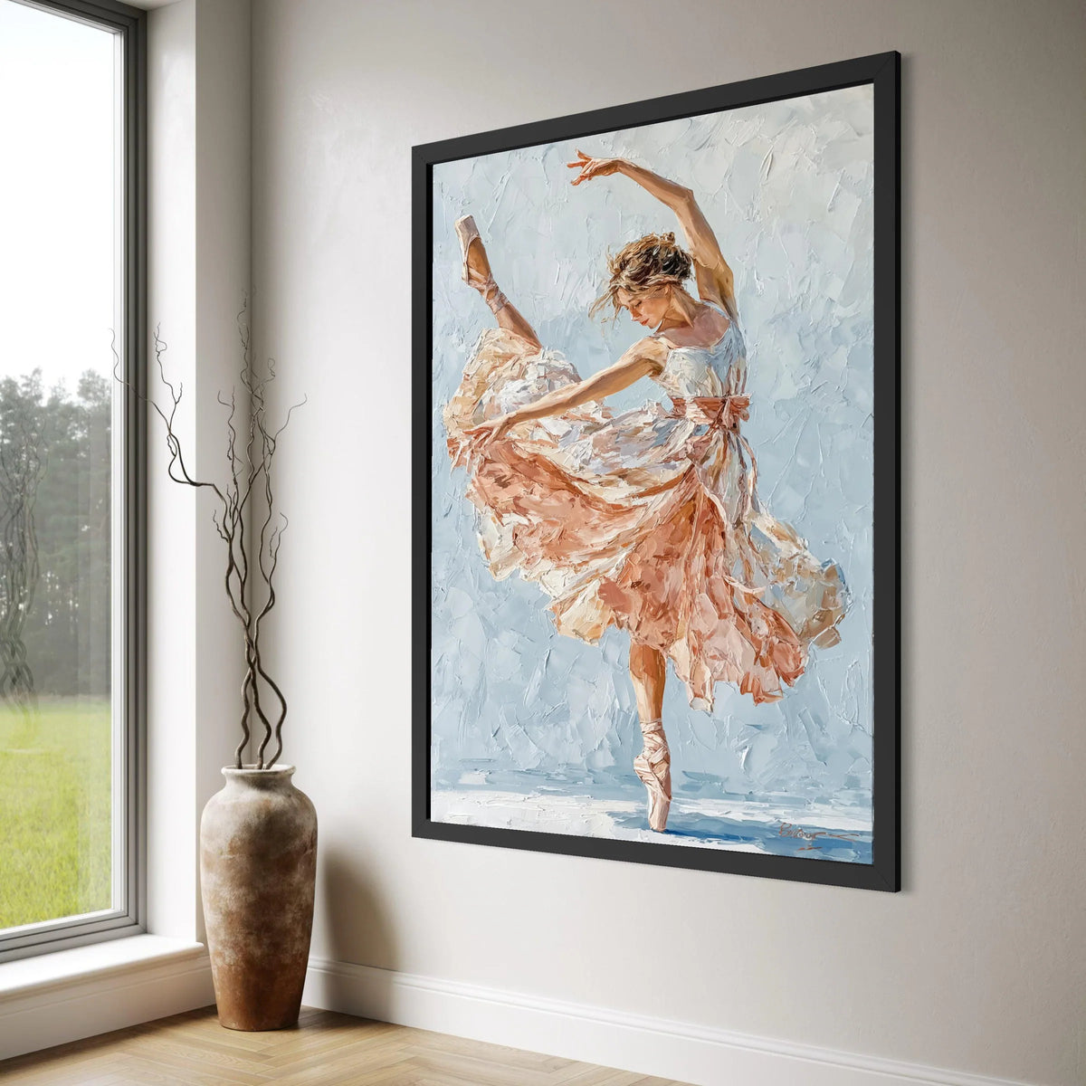 Elegant Ballet Dancer Canvas, Graceful Dance Pose Wall Art, Soft Pastel Ballet Canvas, Female Dancer Home Decoration, Artistic Print Art