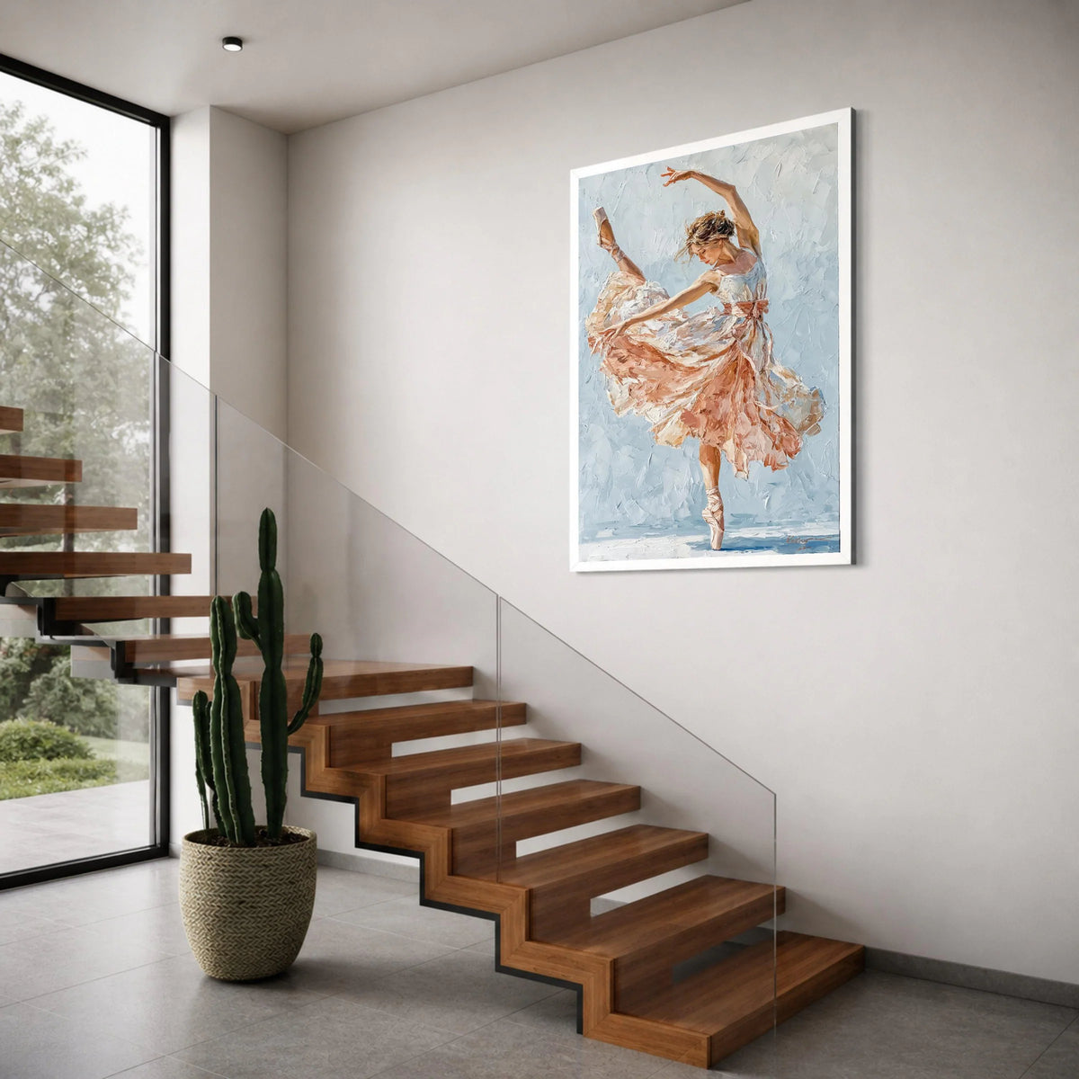 Elegant Ballet Dancer Canvas, Graceful Dance Pose Wall Art, Soft Pastel Ballet Canvas, Female Dancer Home Decoration, Artistic Print Art