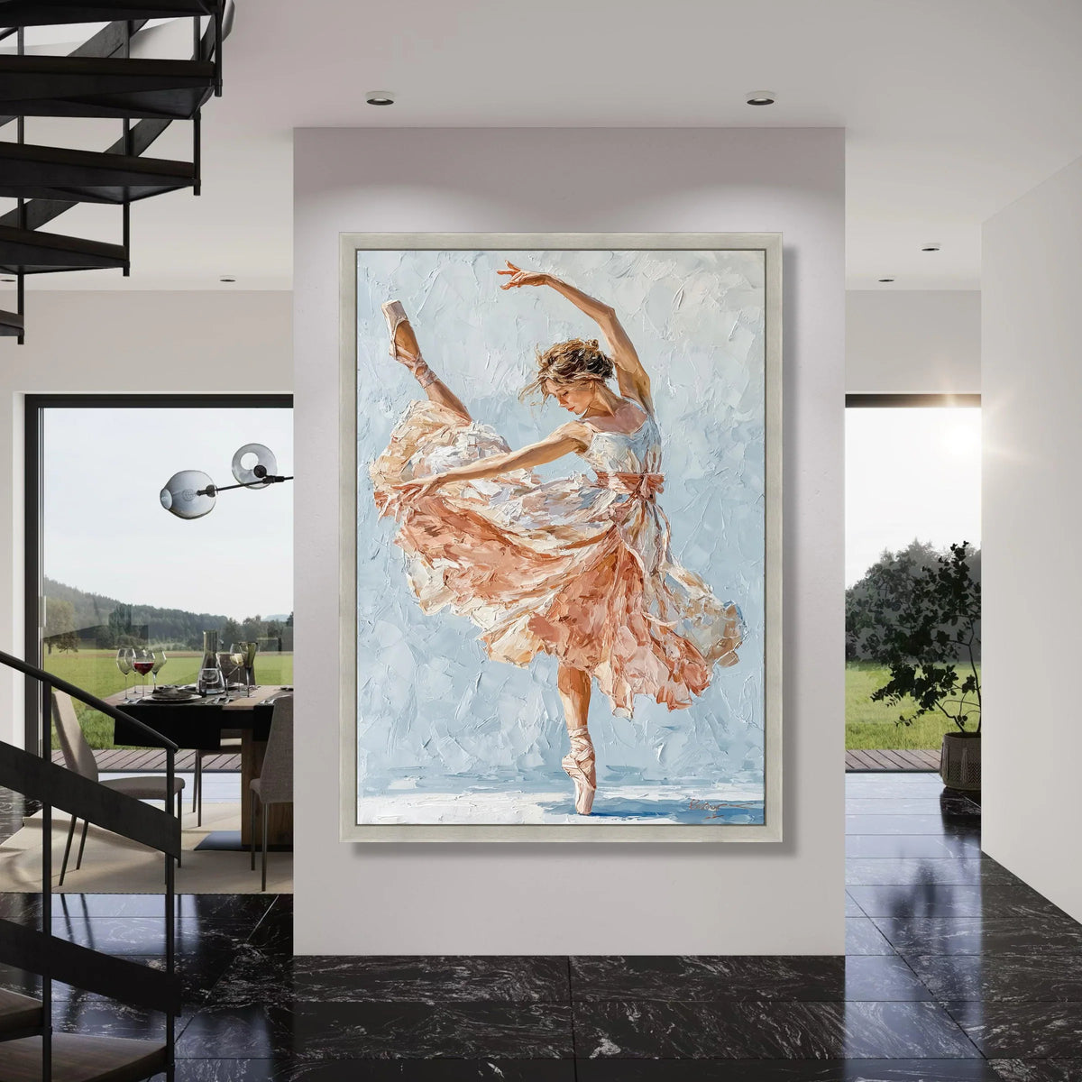 Elegant Ballet Dancer Canvas, Graceful Dance Pose Wall Art, Soft Pastel Ballet Canvas, Female Dancer Home Decoration, Artistic Print Art